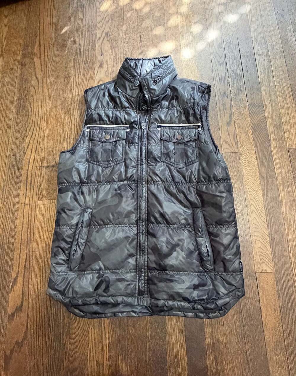 Buffalo David Bitton Puffer Vest Size L Black Camo Streetwear